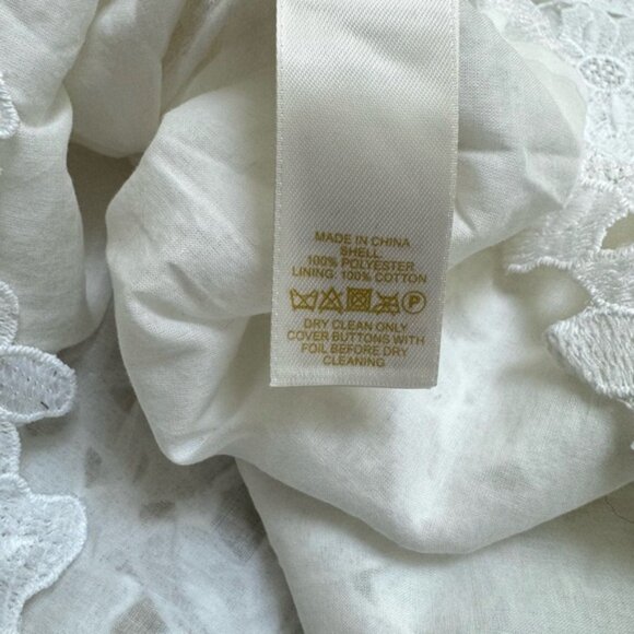 Kate Spade sz 8 Blouse Floral Lace Top White Short Sleeve Classic Minimalist - Picture 6 of 6